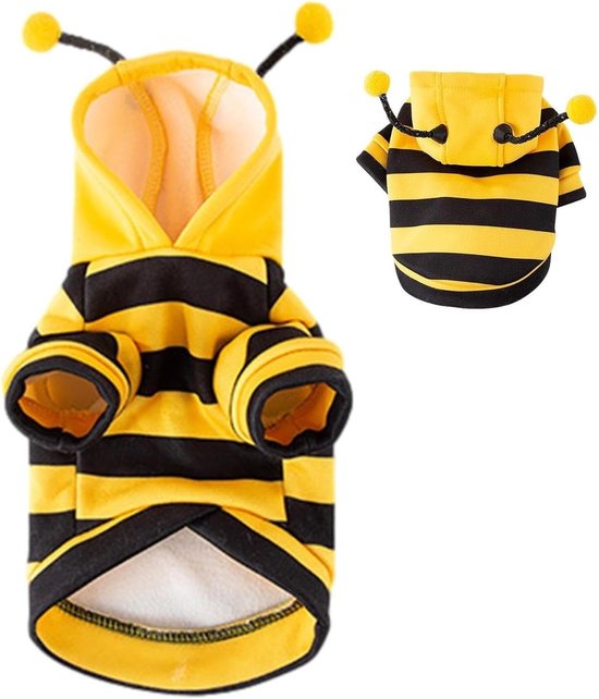 Grappige huisdierkostuums - Bijenhuisdierkostuum - Hoodie - Herfst/Winter dunne fleece warme trui - Geschikt voor kleine en middelgrote honden en katten - Aantrekontwerp - Halloween huisdierkostuum - Maat M