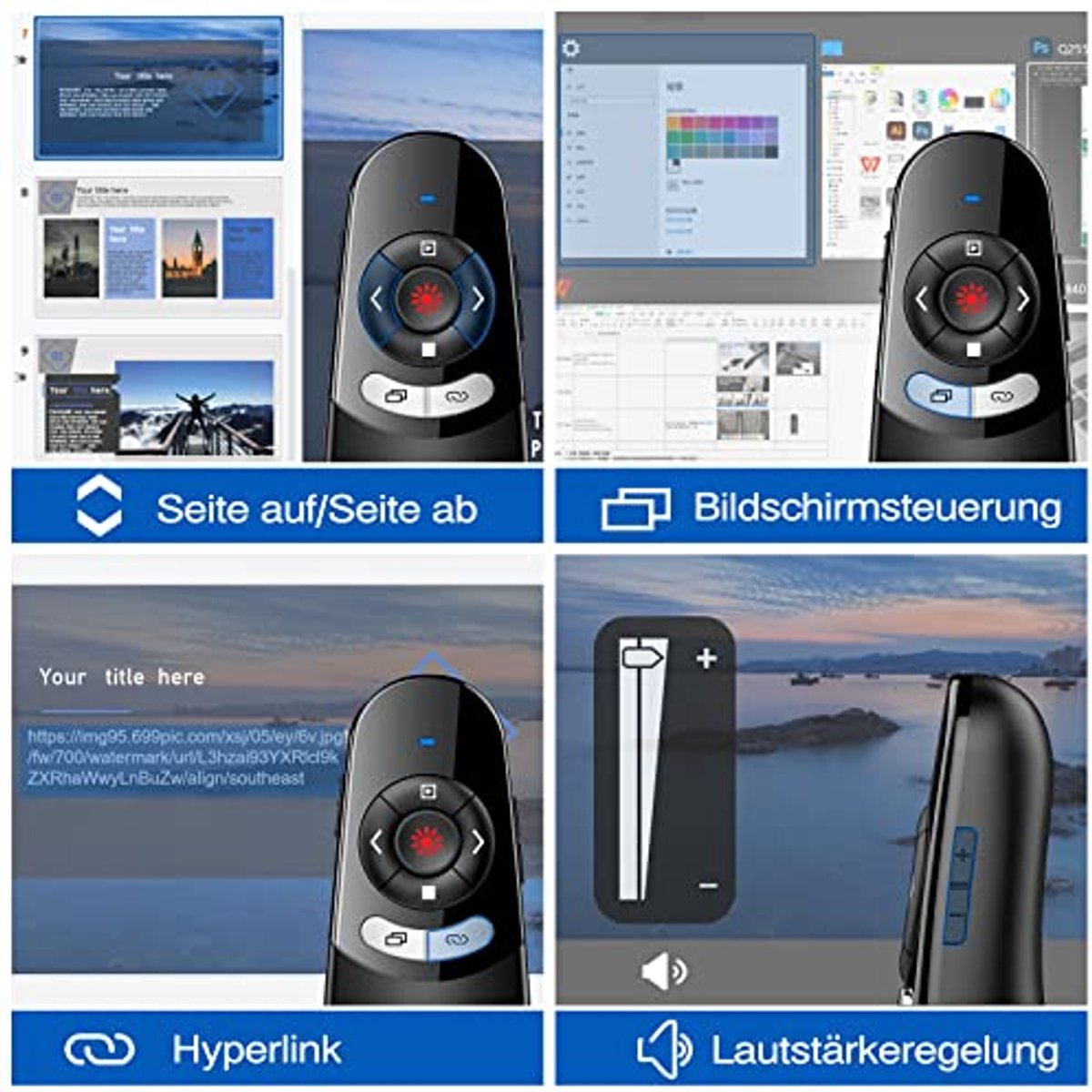 Draadloze USB C-Presenter voor Presentaties met Rode Pointer