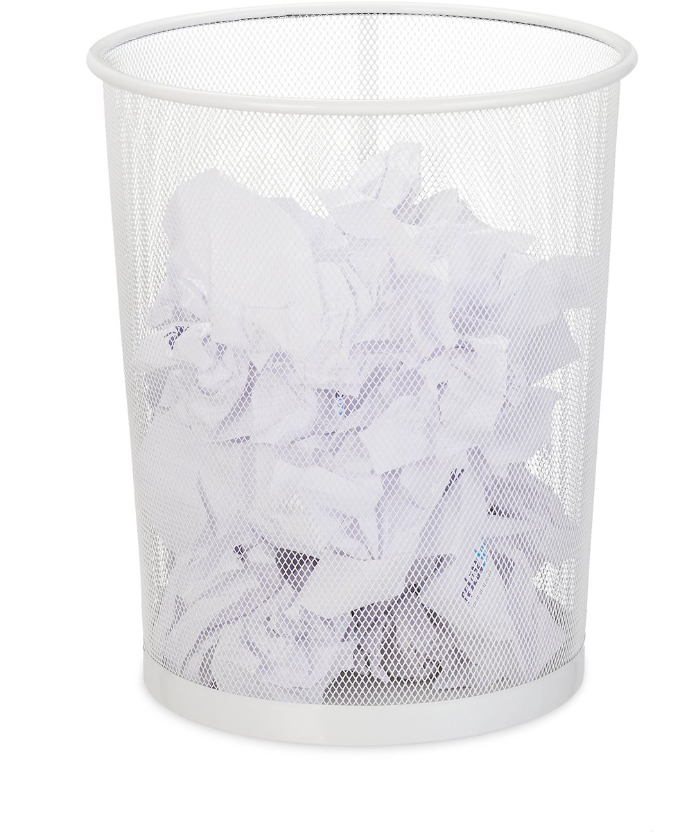 2x papiermand metaal - prullenmand - wit - prullenbak - papierbak - 20 l - groot