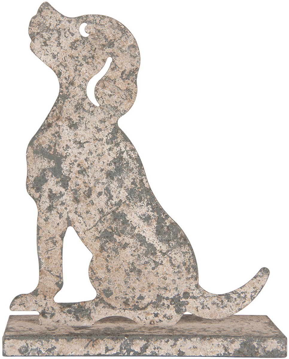 Decoratie Beeld Hond 16x8x19 cm Grijs Metaal