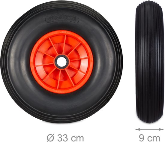 2x kruiwagenwiel anti lek - 4.00-6 - reservewiel - PU - compleet - 3 adapters van Merkloos	 — afbeelding 4