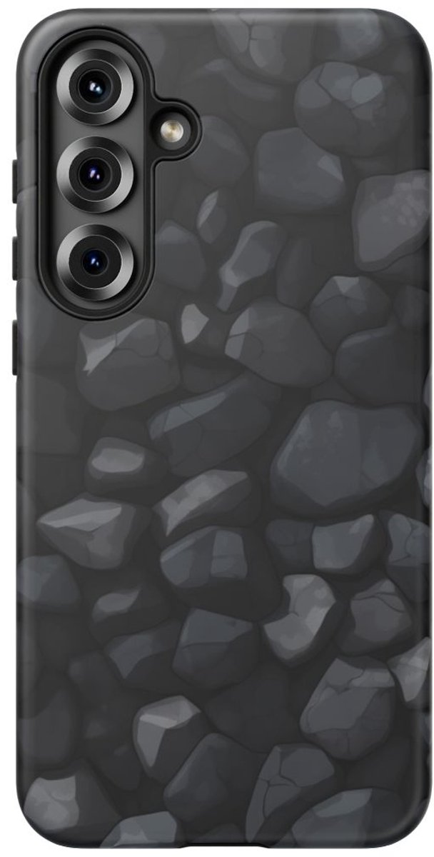 Donkergrijs Steentextuurpatroon – Telefoonhoesje Geschikt voor Samsung Galaxy S25 Plus