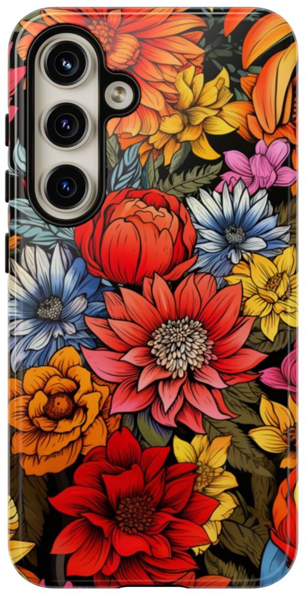 Levendig Bloemenpatroon – Telefoonhoesje Geschikt voor Samsung Galaxy S24