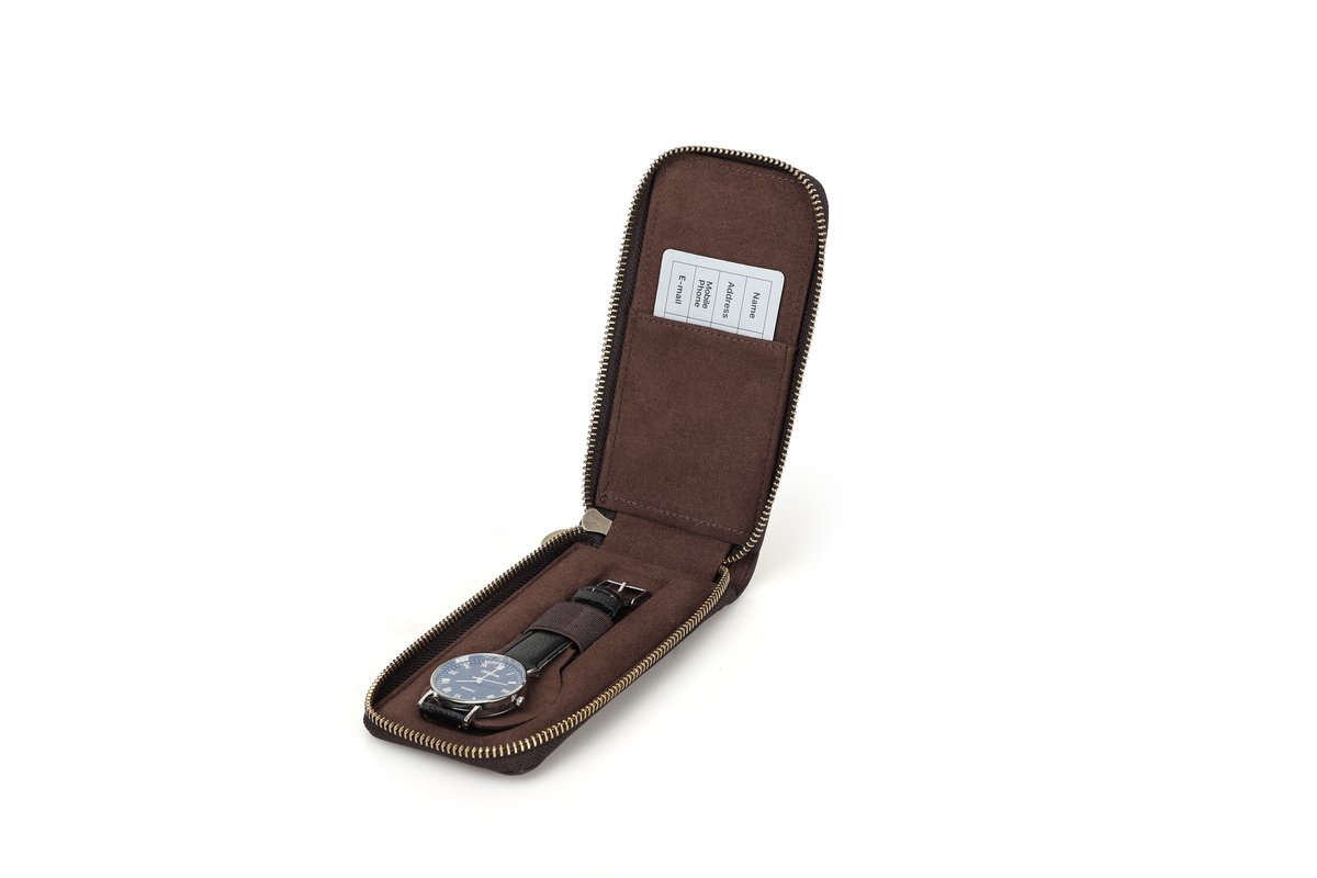 Timezone - Leren Etui voor 1 Horloge - Horloge Reisetui - Horloge Rol - Horloge Case