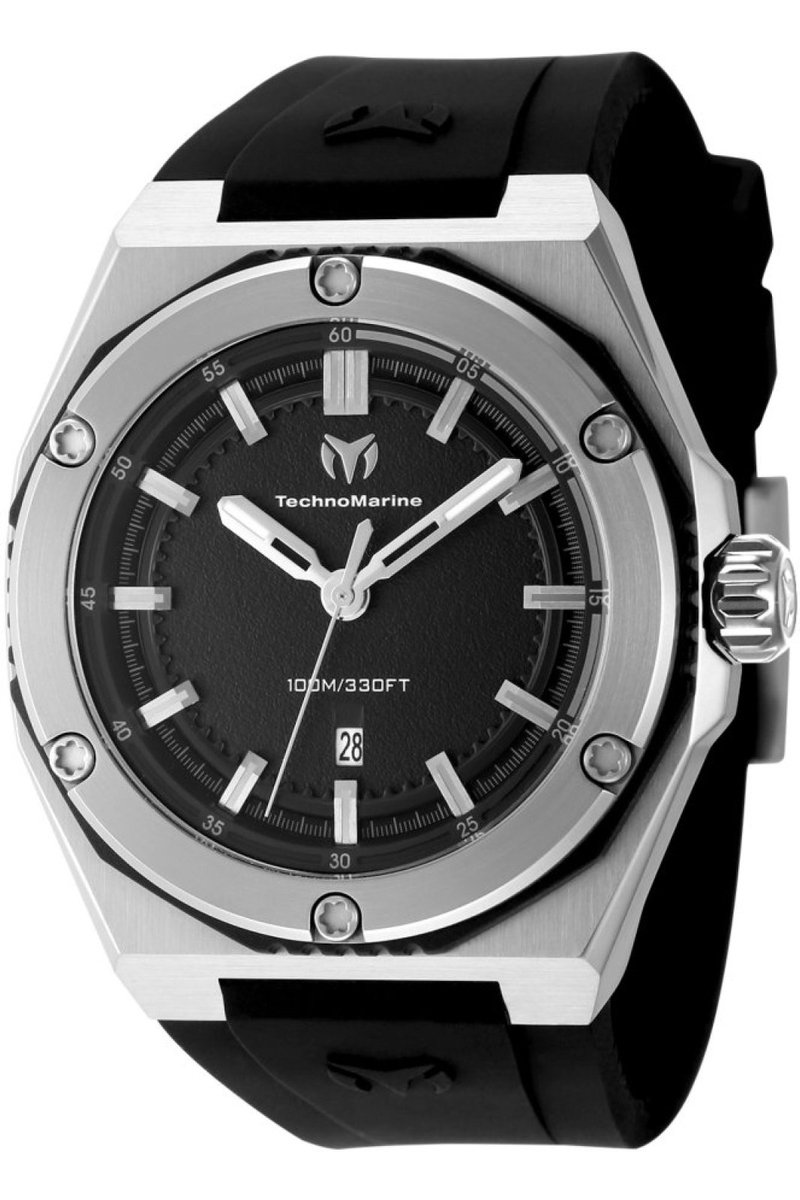 TechnoMarine CORAL - Legacy TM-416072 Heren Horloge - Waterdicht - Analoog - Quartz Uurwerk - Roestvrij Staal met zwarte Wijzerplaat - 45mm