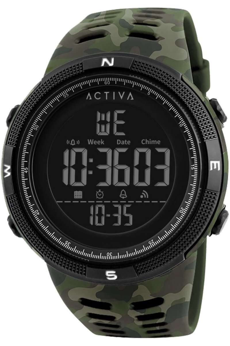 Activa x Invicta Digital ACW1915MC-001 Heren Horloge - Waterdicht - Digitaal - Quartz Uurwerk - Plastic met zwarte Wijzerplaat - 50mm
