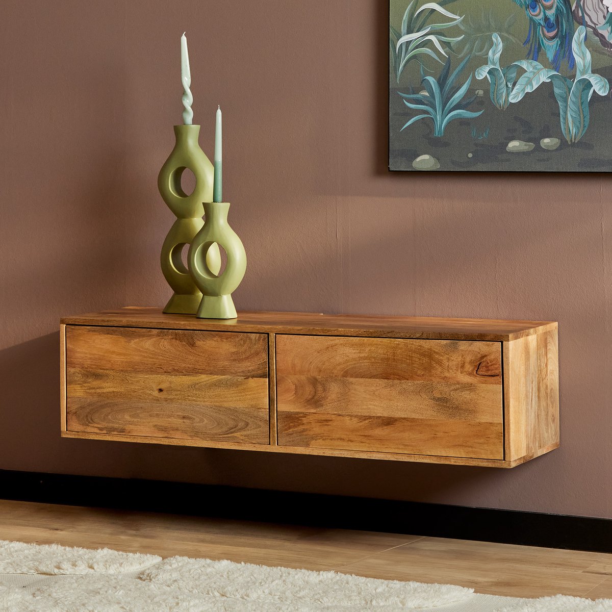 Starfurn Zwevend tv meubel - TV Hangende meubel - Massief - Mangohout - Duurzaam - Vision | 120 cm