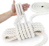 DQ-PP Katoenen Touw, Katoen, 8 mm, 25 m, Macramégaren, Katoenen Koord, 3-draads Gedraaid, Natuurlijk Touw, Garen, Macramétouw