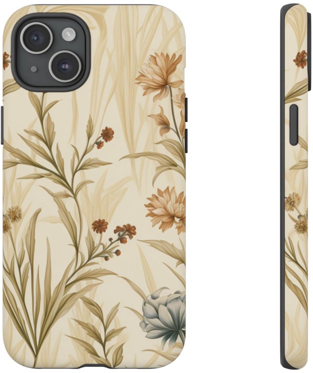 Gedroogde Grassen en Weideplanten Patroon – Telefoonhoesje Geschikt voor iPhone 15 Plus