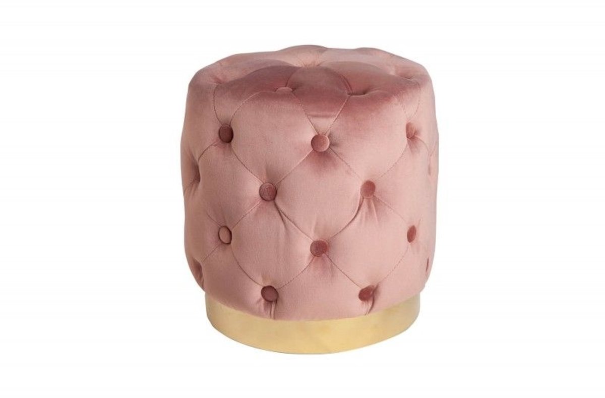 Elegante kruk MODERN BAROK 40cm oud roze goud fluweel Chesterfield design - 40733