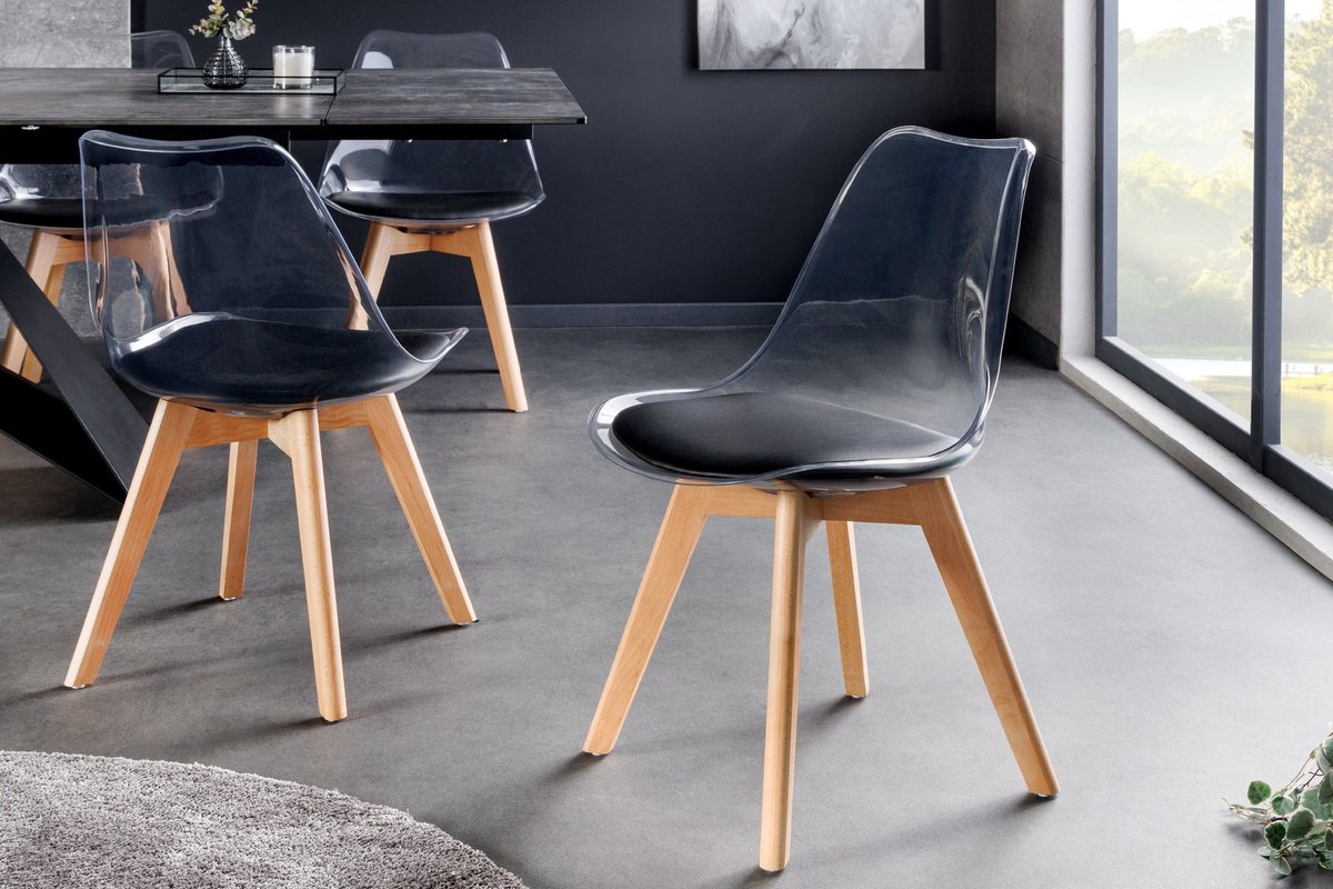 Design Stoel SCANDINAVIA MEISTERSTÜCK transparant zwart kunststof beukenhout naturel - 44165