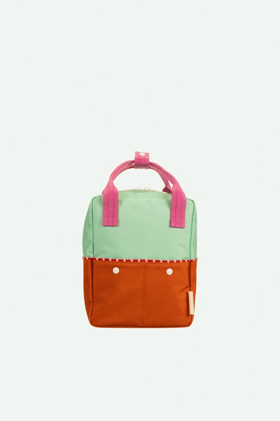 Sticky Lemon Backpack/Boekentas Small Better Together - Colourblocking - Towel Green - Gravel Orange