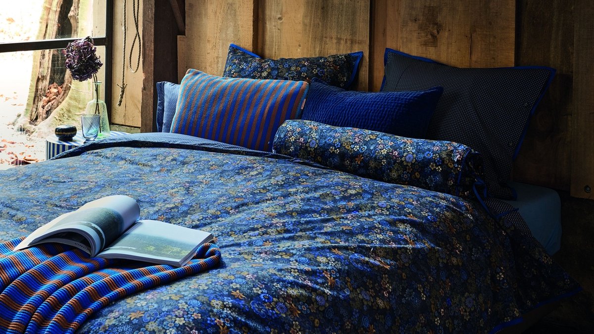 Pip Studio Tutti I Fiori dekbedovertrek - Lits-Jumeaux - 240 x 200/220 cm - Donkerblauw