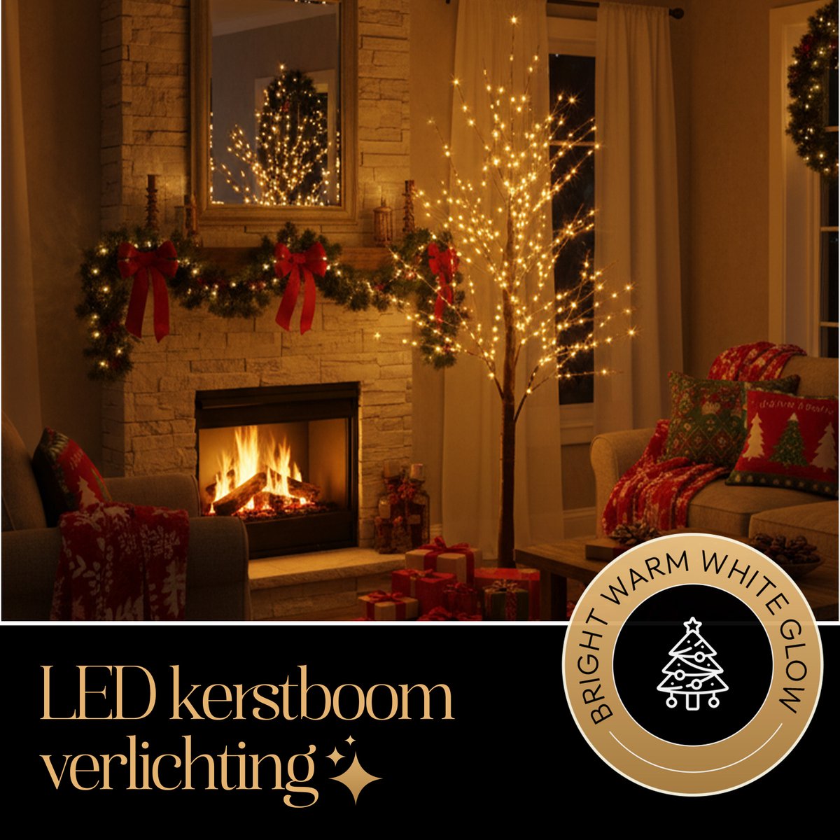 Meisterhome® LED Lichtboom - Kerstboom met LED lampjes - 120 cm - 280 LEDS – IP44 - Warm wit - Kerstverlichting voor binnen en buiten – met Timer - Verlichting - Kerstversiering – Kerstdecoratie – Lichtboom – Lichttakken – LED boom – foto 2