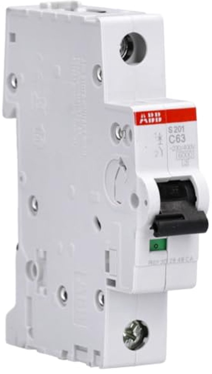 Miniatuurschakelaar C63, 1-pols, 63A, 6/10kA breekvermogen - Ideaal voor overbelastings- en kortsluitbeveiliging