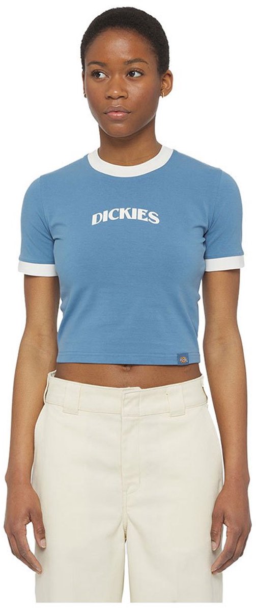 Dickies Herndon Ringer Korte Mouw Top 2XS Vrouw Blauw