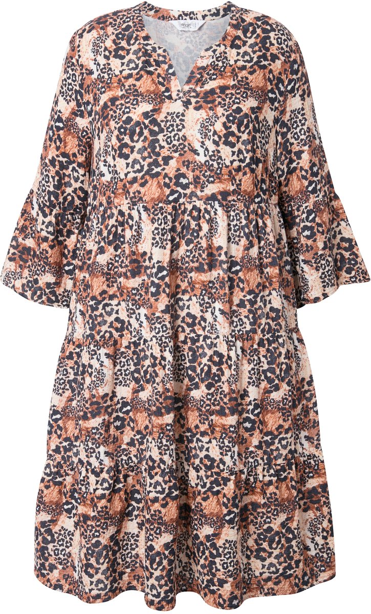 Angel of Style - Dames - Jurk A-lijn mousseline luipaardmotief volants - Linnen - Maat 44