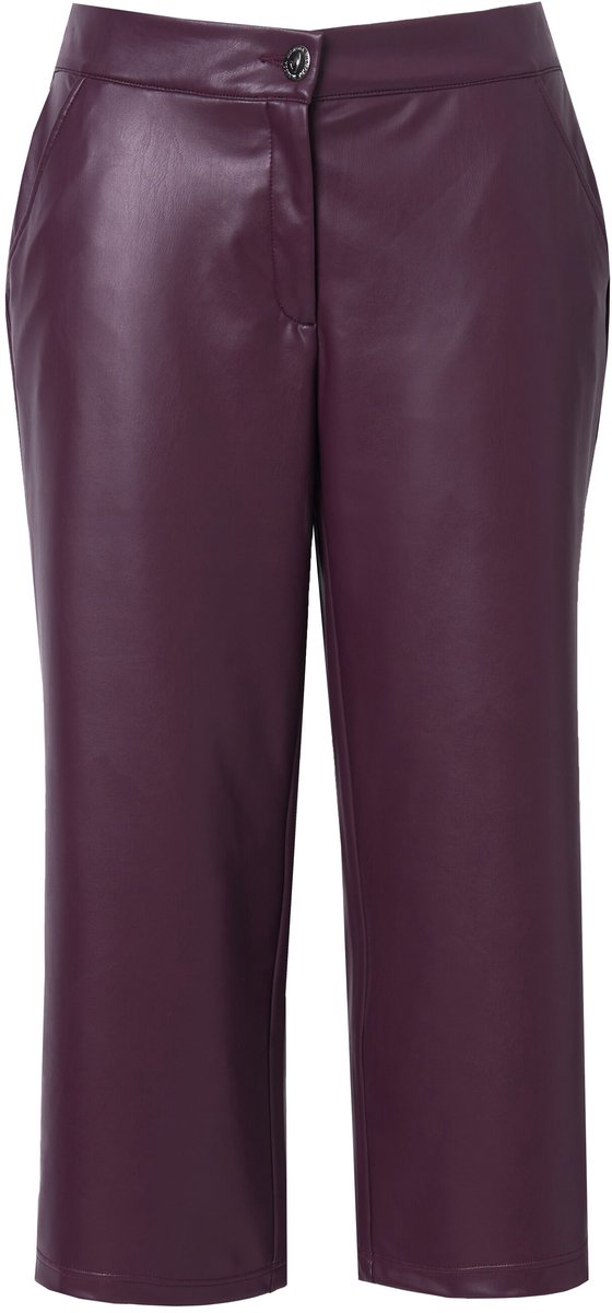 MIAMODA - Dames - Culotte wijde pijpen leerlook - Aubergine - Maat 56