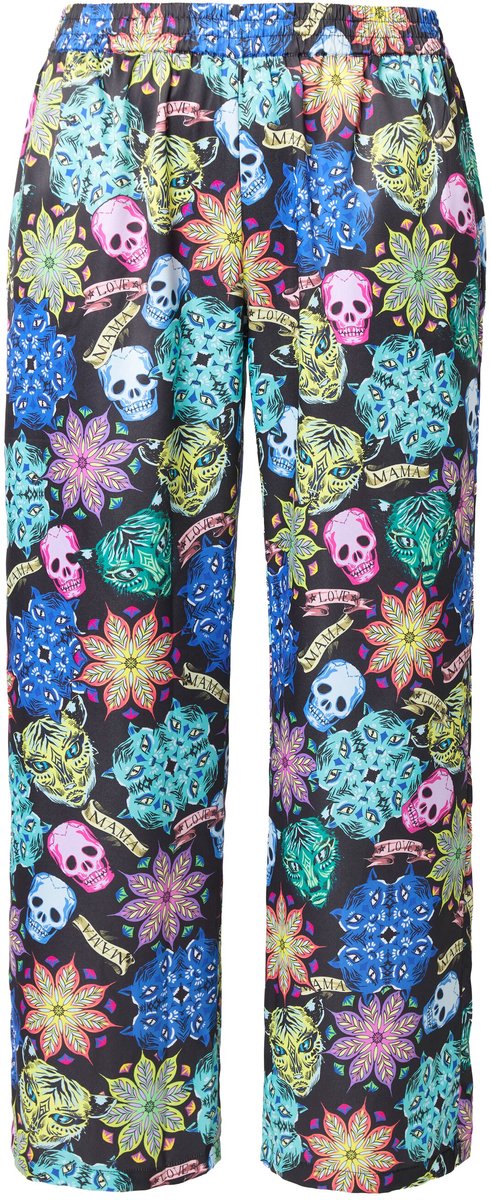 Angel of Style - Dames - Broek rechte pijpen doodshoofdmotief - Zwart - Maat 42