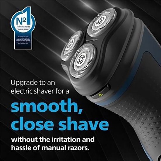 Philips S1151/00, Rasoir rotatif, Noir, Bleu, Batterie, Hybrides nickel-métal (NiMH), 40 min, 8 h