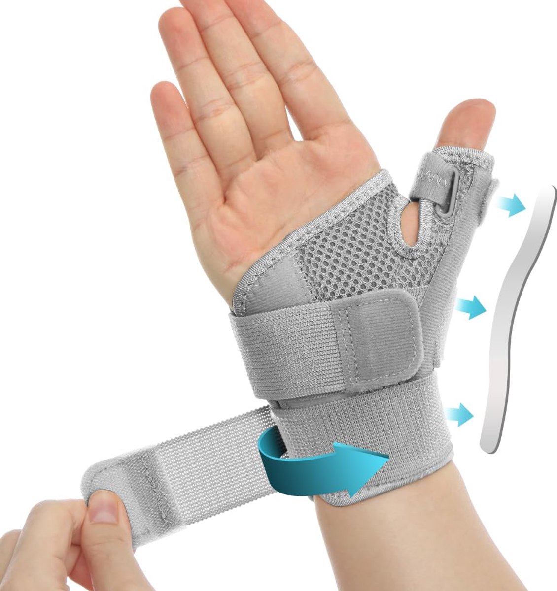 Namajunas - Duimbraces - Duimbrace Artrose - Duimbandage - Thumb Brace - Duimbrace Links en Rechts - Sport Bandage Duim - Met ondersteuning - Duimbeschermer - Voor Rechter & Linkerhand - Voor Tendinitis, Duimpijnverlichting - Grijs