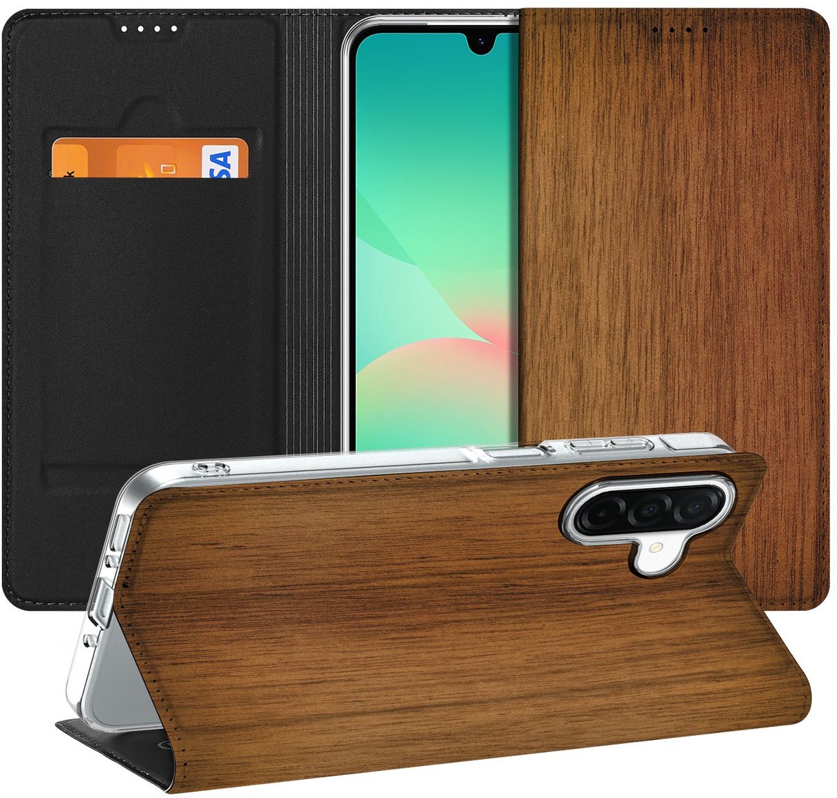 Samsung Galaxy A26 Book Wallet Case Donker Hout