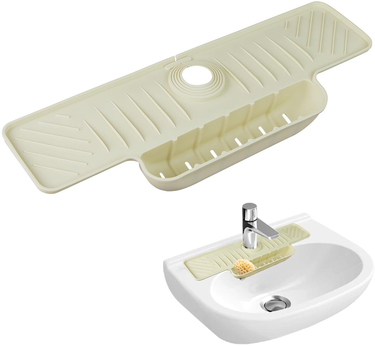 Ibenzoa® Ruimtebesparende siliconen afdruipmat met afvoerkorf voor keuken en bar