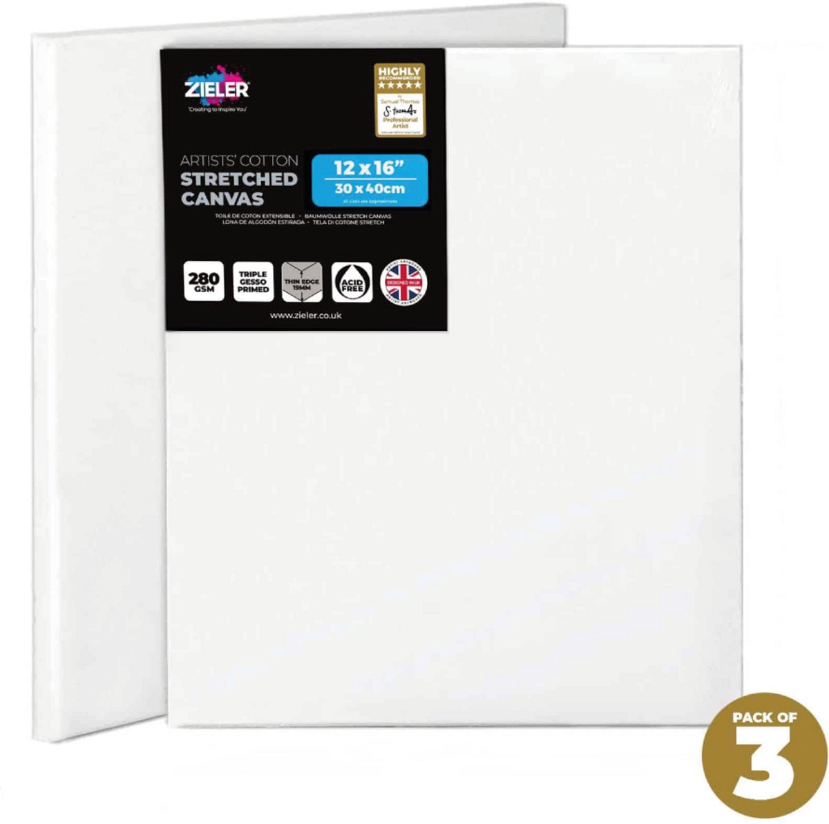 Zieler Premium Katoen Schildersdoek 30X40Cm Set 3X