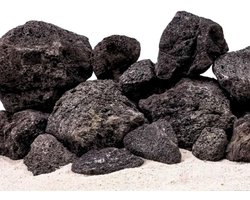 AquaOne Aquariumstenen Zwarte lavasteen I Natuursteen Lava 25 kg Mix maat S-XL I Aquascaping-steen voor aquarium I Lavasteen Decoratie Aquascape Decoratie
