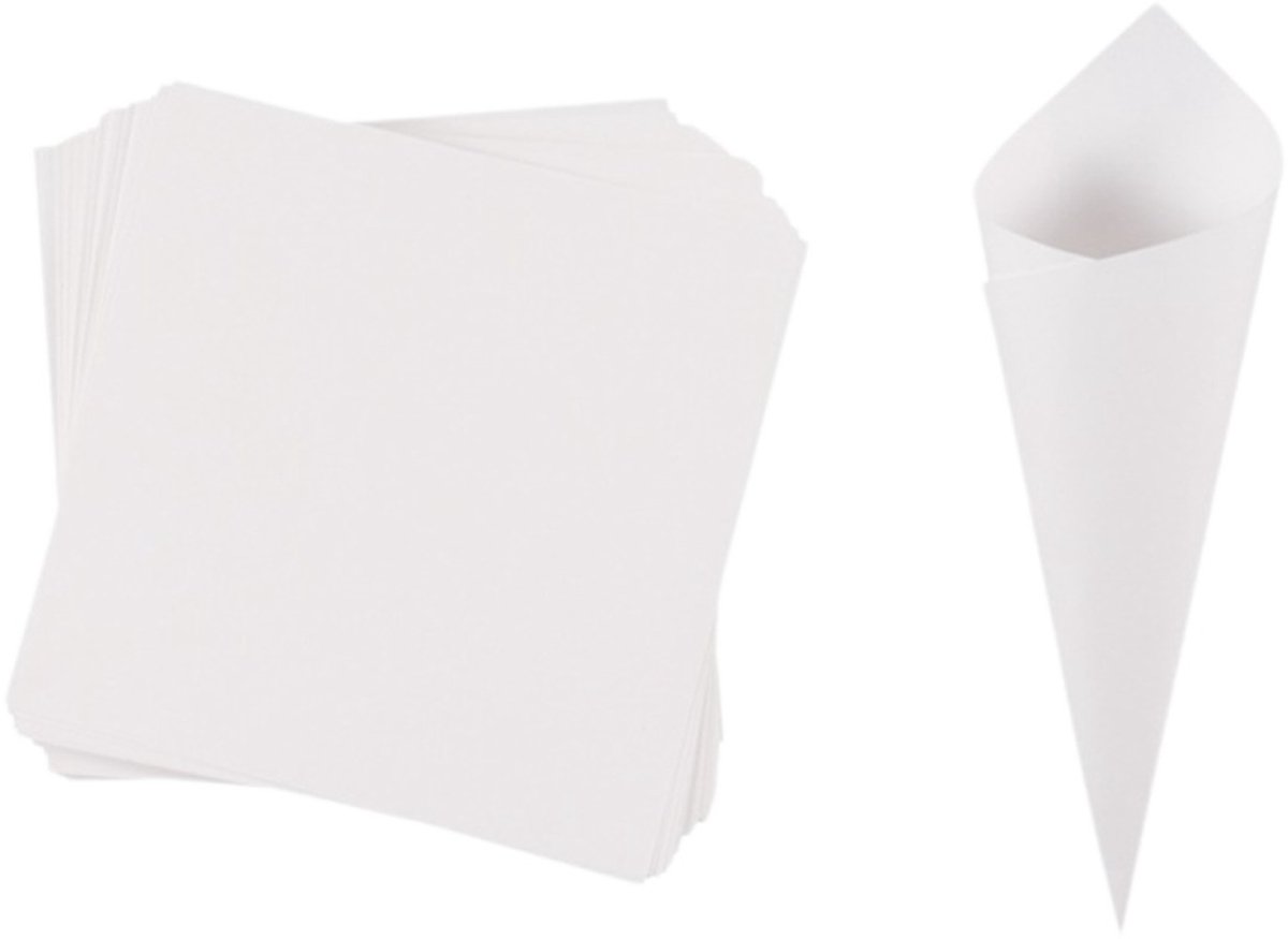Bruiloft Papieren Kegel Buis - Witte Papieren Confetti Houder - Natuurlijk en Stijlvol - Voor Huwelijksceremonie en Receptie