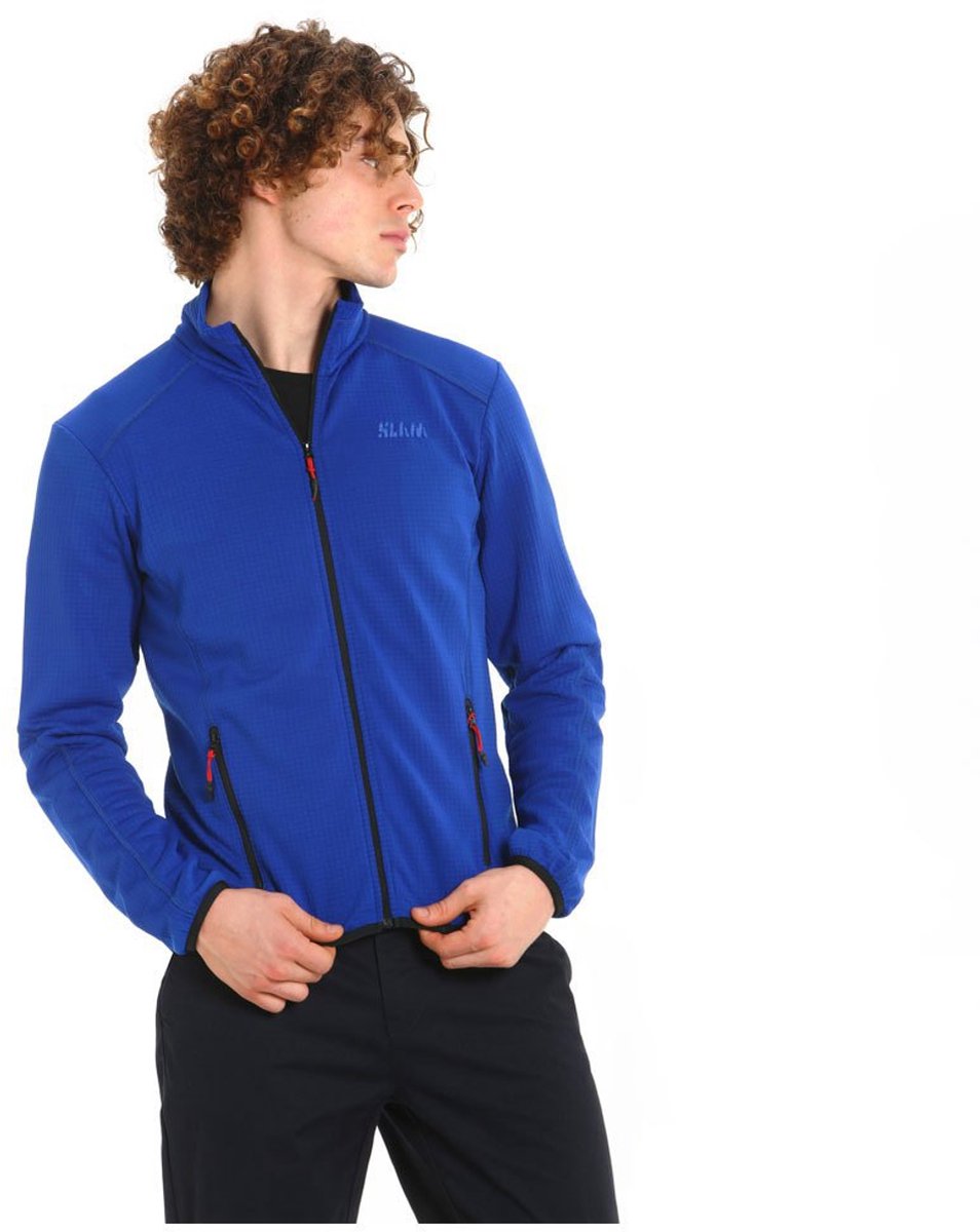 Slam Active Mid Wgt Grid Fleece Met Volledige Rits Man Blauw