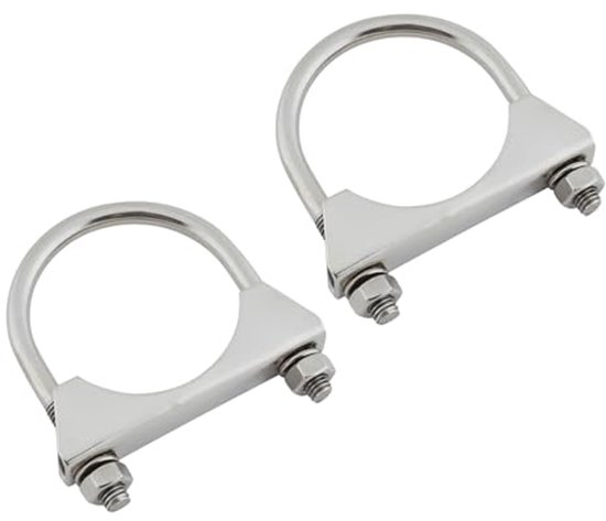 Uitlaatklem, buisverbinder, dubbele klem, 60 mm/L: 95 mm, uitlaatklem, roestvrij staal, uitlaatpijpverbinder, gebruik in uitlaatsystemen van gebouwen in de auto-industrie