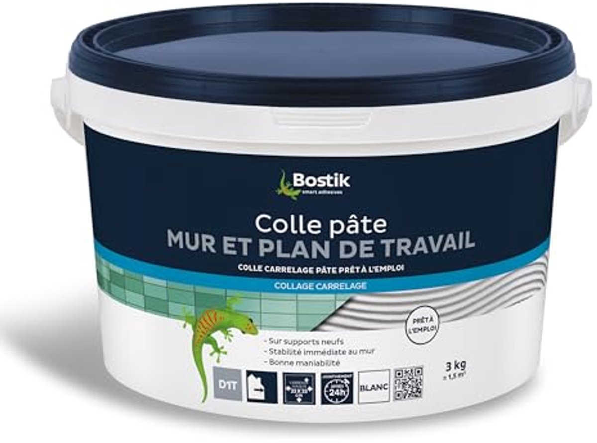 Tegellijm voor muur en werkblad - Gebruiksklare pasta met onmiddellijke stabiliteit - 3 kg