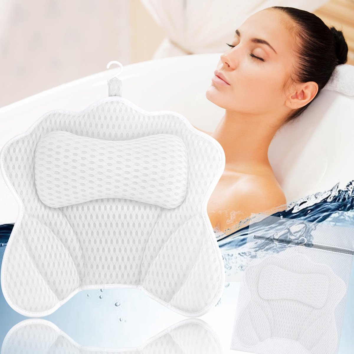 Ibenzoa® Ergonomisch badkussen met ademend 4D-Air-mesh en antislip zuignappen