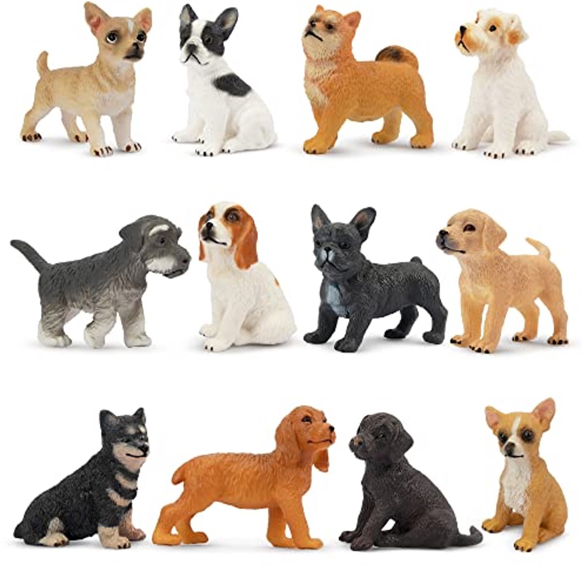 Mini Puppy Dierfiguren Set voor Kinderen - Educatief Speelgoed voor Creatief Spel