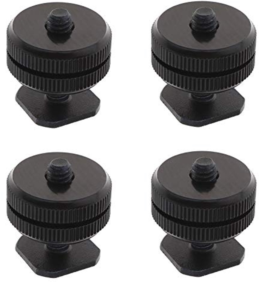 4 Stuks Camera 1/4" Hot Schoen Mount Adapter met Dual Moeren voor DSLR Statief