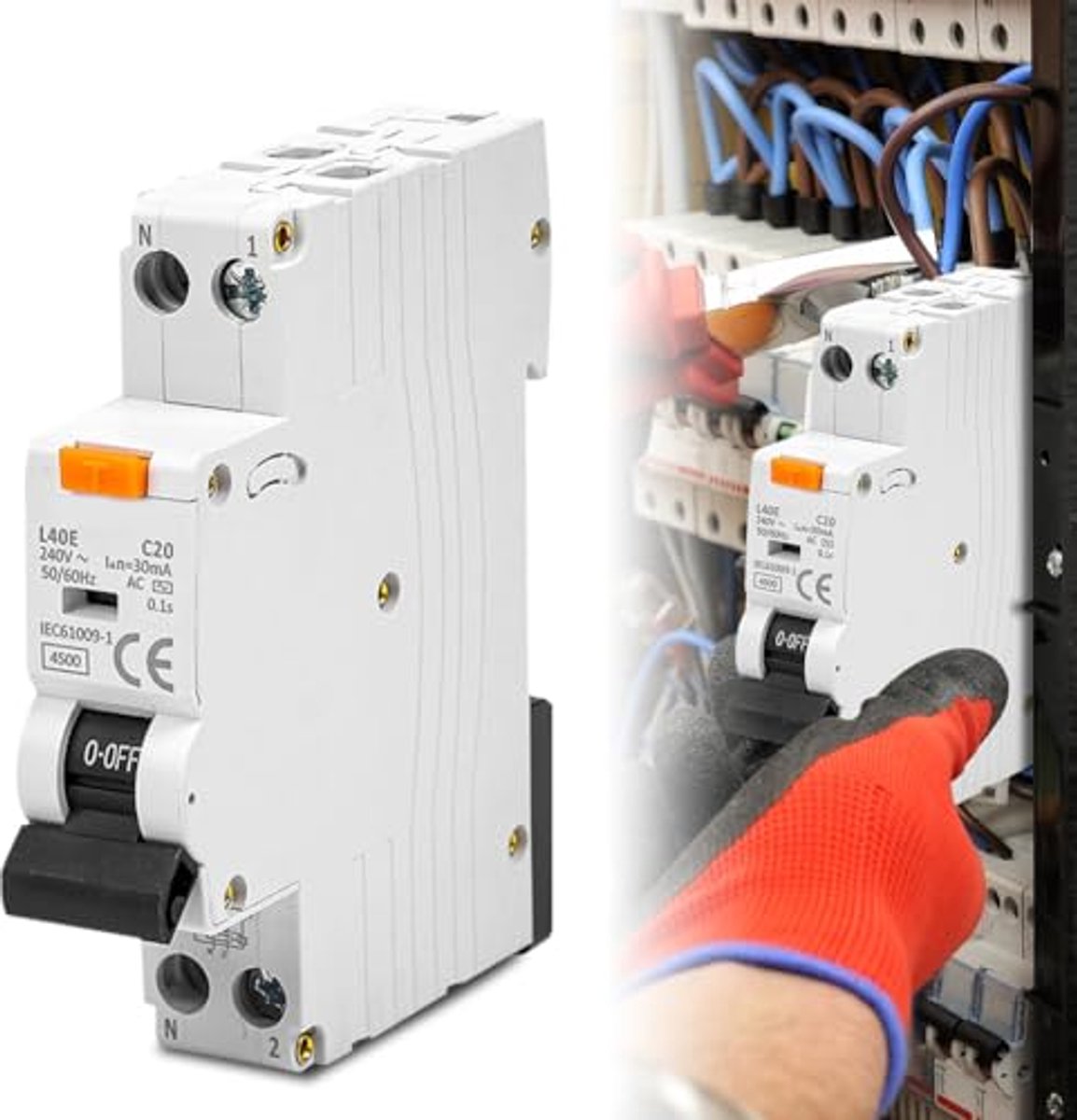 Stroomonderbreker 16 A met Aardlekbeveiliging - 30 mA, 1P+N, 6000 A, 240 V