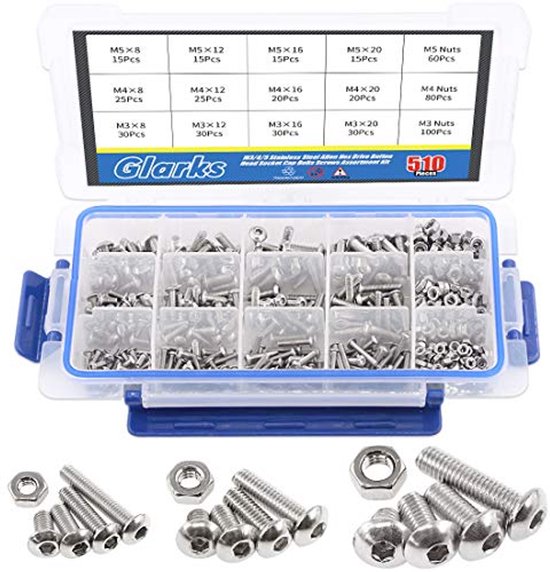 Assortiment van 510 Stuks M3 M4 M5 Roestvrijstalen Inbus Knopkop ...