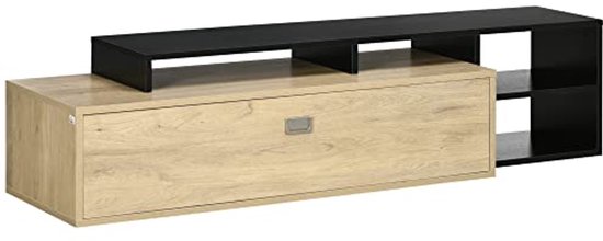 HOMCOM TV-Möbel TV-Bank TV-Halterung für bis zu 65-Zoll-Fernseher mit abnehmbarem Regal zeitgenössischen Stil Schwingtür für Wohnzimmer Schlafzimmer