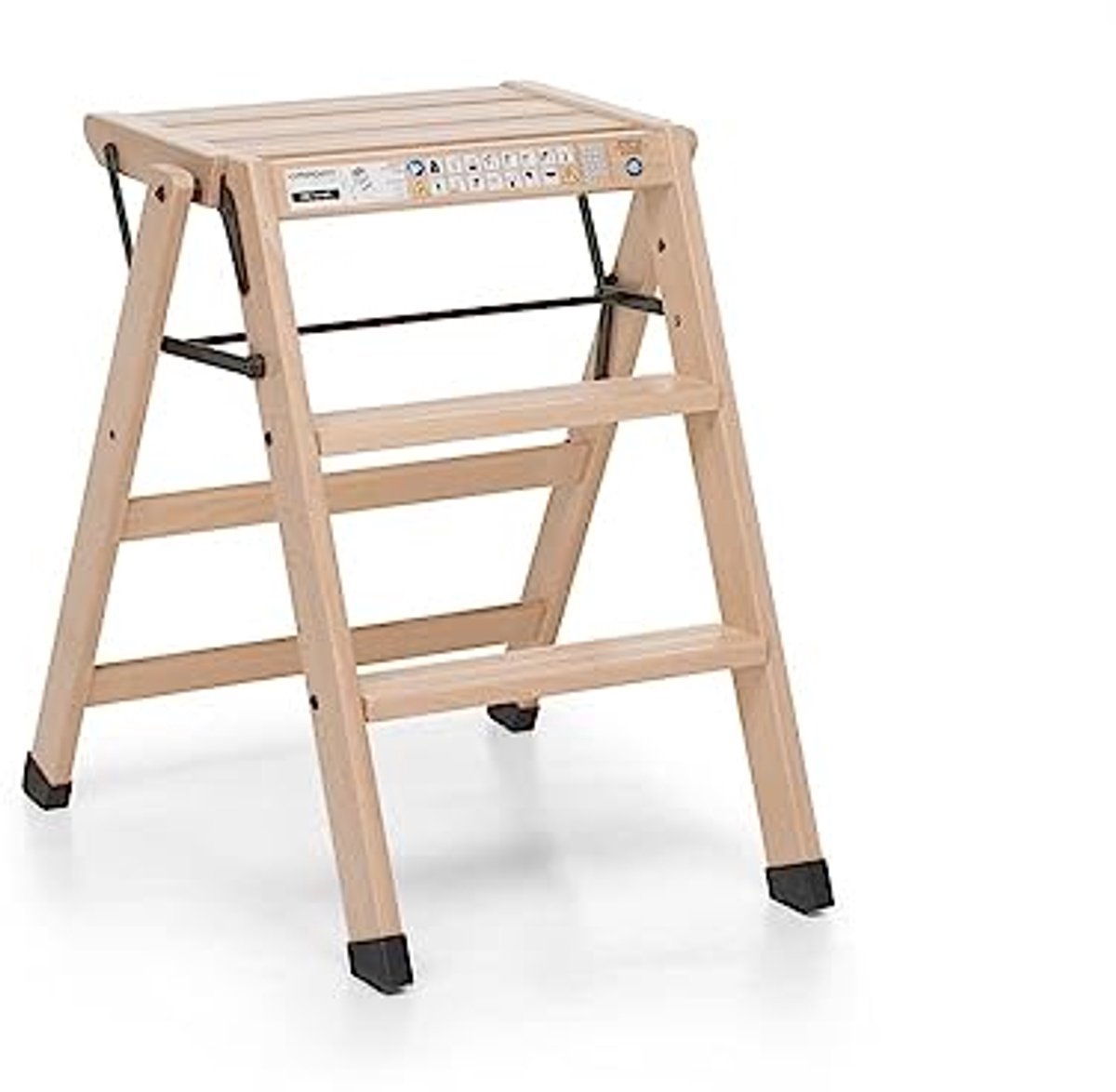 Image of 3-traps klapkruk, naturel met antislip treden