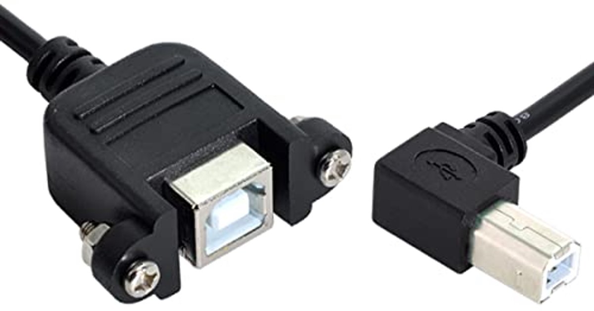 USB Type-B Verlengkabel 50cm Haaks met Schroeven voor Printer en Scanner
