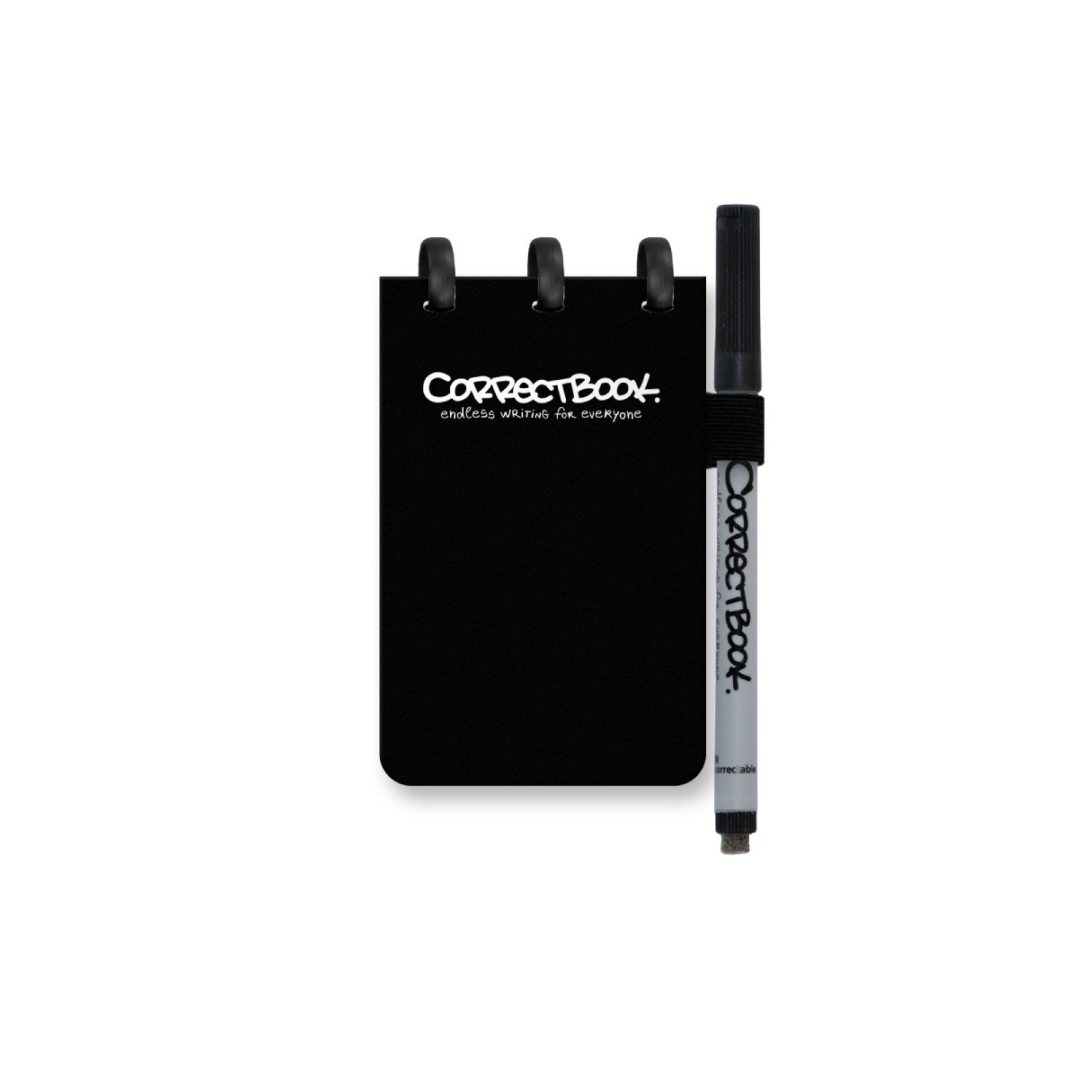 Correctbook A7 Uitwisbaar Notitieboek – Herbruikbaar schrift – Ink Black / Zwart – Blanco – Inclusief pen & wisdoekje – Pocketformaat