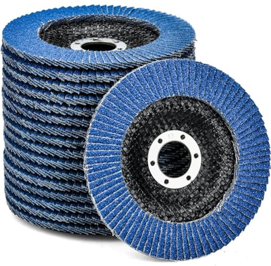 10 lamellschijven, 125 mm, korrel 120, blauw, INOX, professionele