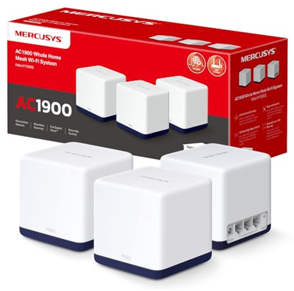 WiFi Mesh Systeem Dual Band AC1900Mbps – 3 Stuks met Bereik tot 550 m²