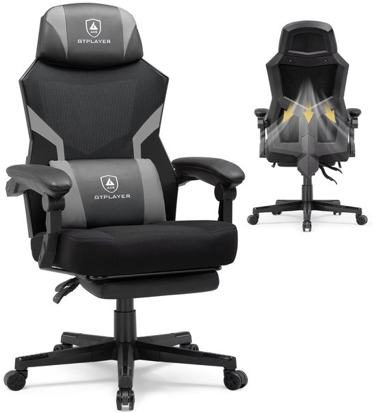COMHOMA Ergonomische bureaustoel, gamingstoel, met hoofdsteun, ademend