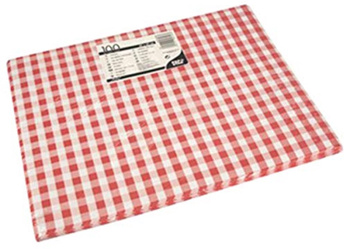 Papieren placemats 30x40 cm in Vichy patroon, 100 stuks