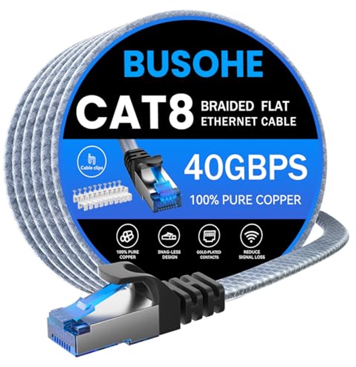 Cat 8 Ethernetkabel 10 meter - Hoge Snelheid 40Gbps, 2000MHz Netwerkkabel