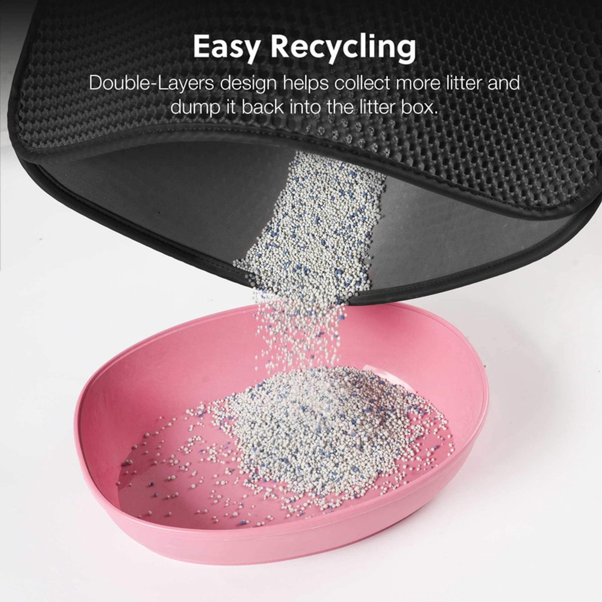 Dubbellaagse EVA Kattenbakmat – Antislip, Waterdicht, Honingraat Ontwerp, Grijs