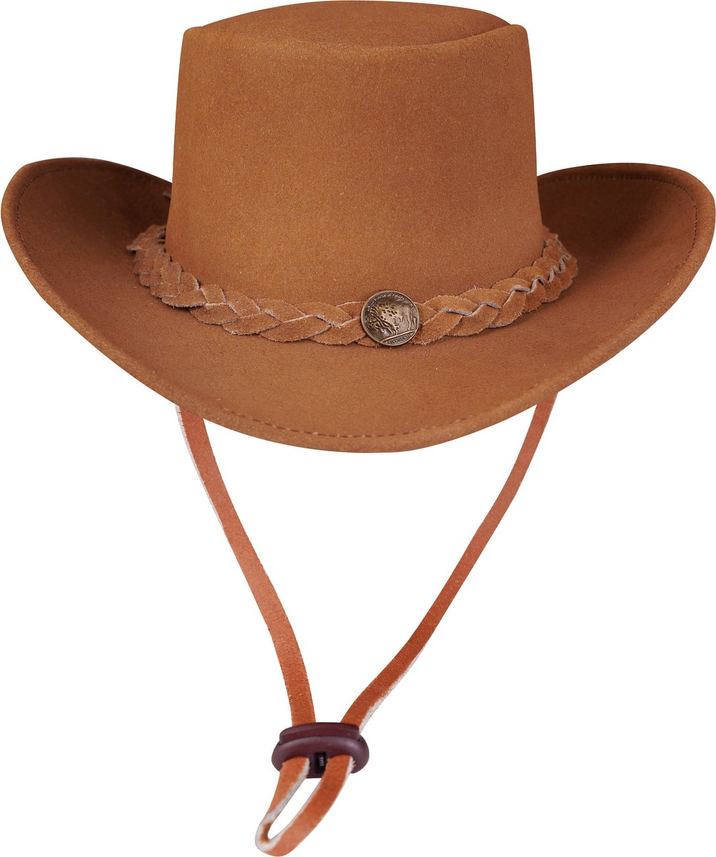 Urban 5884® - Cowboy - hat/Hoed - Tan - Suede - 100% Leer - Uniseks - volwassene - Maat XL