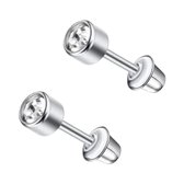 Aramat Jewels | Oorbellen | Stalen kinderoorbellen - ronde zirkonia oorknopjes 4mm - schroefsluiting | | | |4mm | Staal | Kinderen, Volwassenen | Verkleurd niet